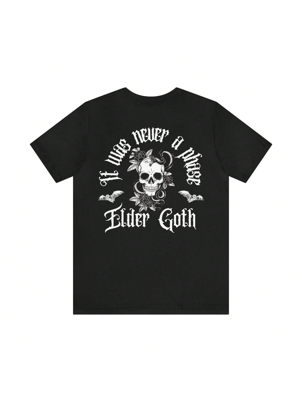 Unisex Short Sleeve Tee, Halloween Shirt | Elder Emo | Skull | Bat | Gothic Style | Witchcraft | Goth Shirt | Gift | Goth Mom Dad