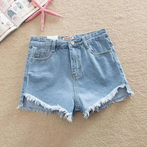 Wholesale New Women Girls Pockets Denim Short Pants Shorts Fashion Summer Raw Edge Unedged Zipper Jeans Casual Shorts