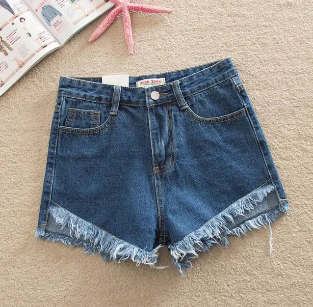 Wholesale New Women Girls Pockets Denim Short Pants Shorts Fashion Summer Raw Edge Unedged Zipper Jeans Casual Shorts
