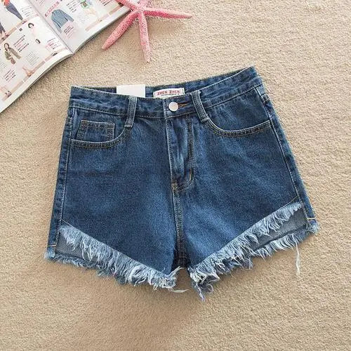Wholesale New Women Girls Pockets Denim Short Pants Shorts Fashion Summer Raw Edge Unedged Zipper Jeans Casual Shorts
