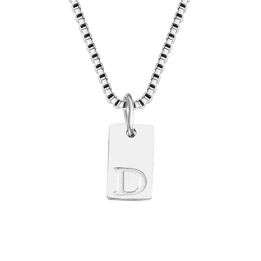 14K Gold PVD Plated Stainless Steel DIY Alphabet Initial Necklace with Titanium Steel Box Chain 26 Letters Silver Jewelry