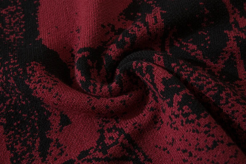 Harajuku Priest Salvation Printed Knitwears Women Streetwear Hip Hop Destroyed Hole Ripped Pullovers Jumper Oversized Men