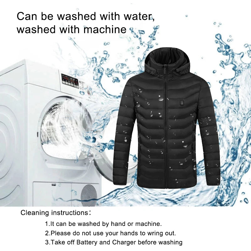 Winter Waterproof USB Rechargeable Smart Electric Heated Clothes Hoodie Coat Heated Jacket for Men