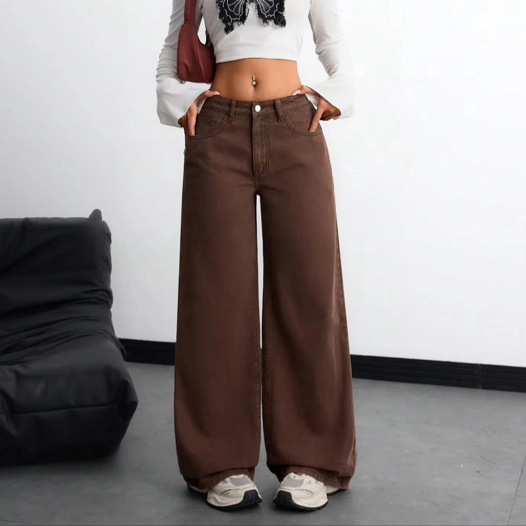 Women's High Waist Brown Washed Cotton Pants Breathable Quick Dry Loose Fit Summer Denim Shorts Boyfriend Wide-Leg Casual Sexy