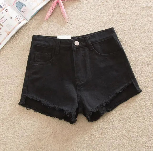 Wholesale New Women Girls Pockets Denim Short Pants Shorts Fashion Summer Raw Edge Unedged Zipper Jeans Casual Shorts