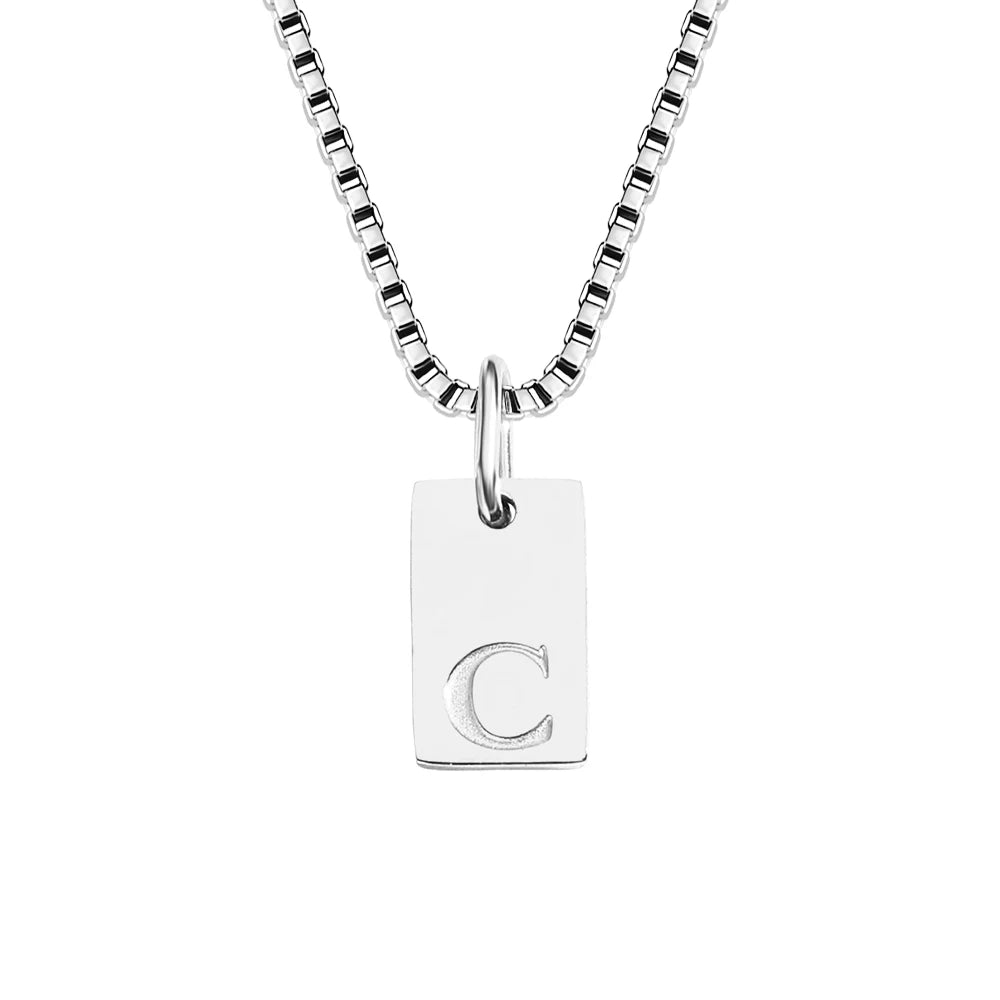 14K Gold PVD Plated Stainless Steel DIY Alphabet Initial Necklace with Titanium Steel Box Chain 26 Letters Silver Jewelry