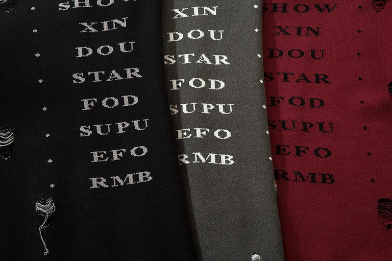 Harajuku Priest Salvation Printed Knitwears Women Streetwear Hip Hop Destroyed Hole Ripped Pullovers Jumper Oversized Men