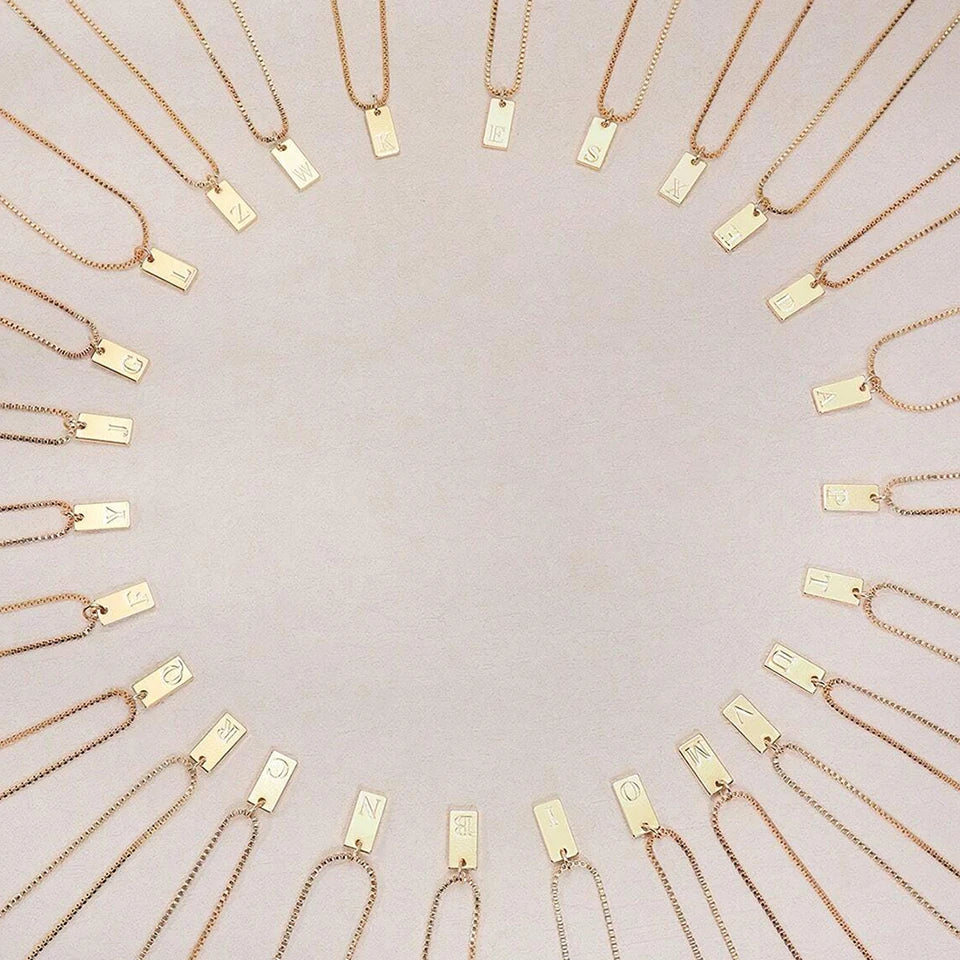 14K Gold PVD Plated Stainless Steel DIY Alphabet Initial Necklace with Titanium Steel Box Chain 26 Letters Silver Jewelry