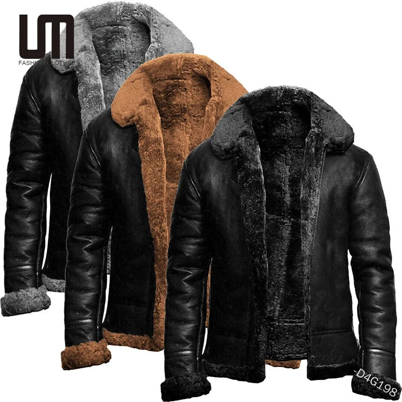OEM Service Wholesale New Design Winter Men Warm Thick Fur Windproof Long Coat Plus Size Jacket