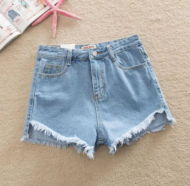 Wholesale New Women Girls Pockets Denim Short Pants Shorts Fashion Summer Raw Edge Unedged Zipper Jeans Casual Shorts