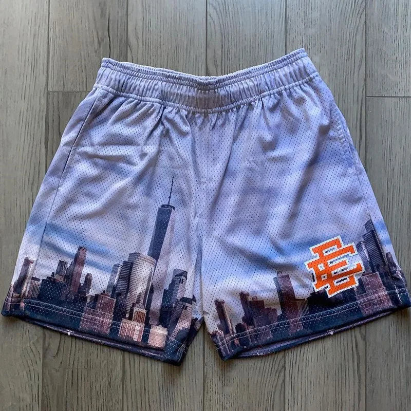 2025 New Summer EE Eric Emanuel  Basic Mesh Short Classic Floral Printed Gym Shorts Men's Gym Basketball Sports Beach Shorts