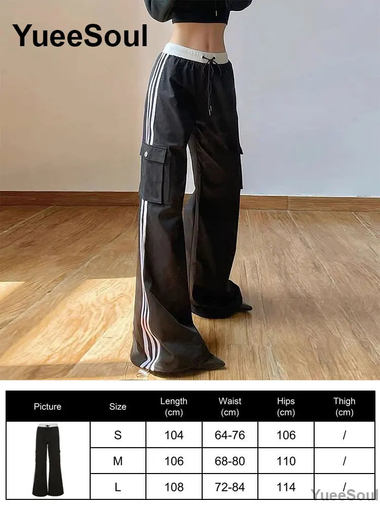 Gothic Emo Alt Women Pants Techwear Hippie Baggy Trousers Mom Goth Punk Black Cargo Pants Cyber Y2k Pants Academic Dark Clothes