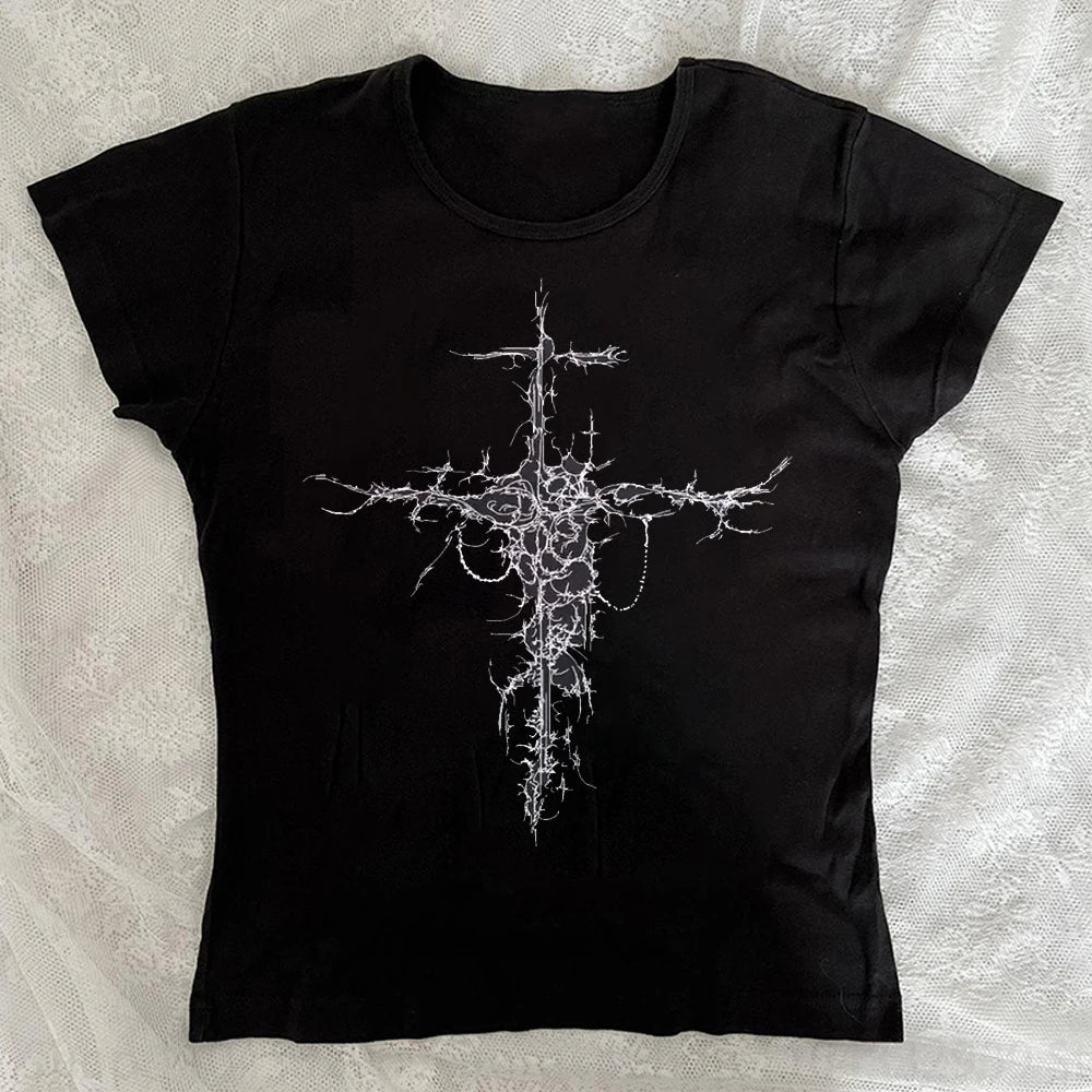 Sleeveless emo Sling Vintage Gothic Y2K Woman Halter Tops 90s Emo Harajuku Slim Punk Aesthetic Crop Tops Hot Girl Grung