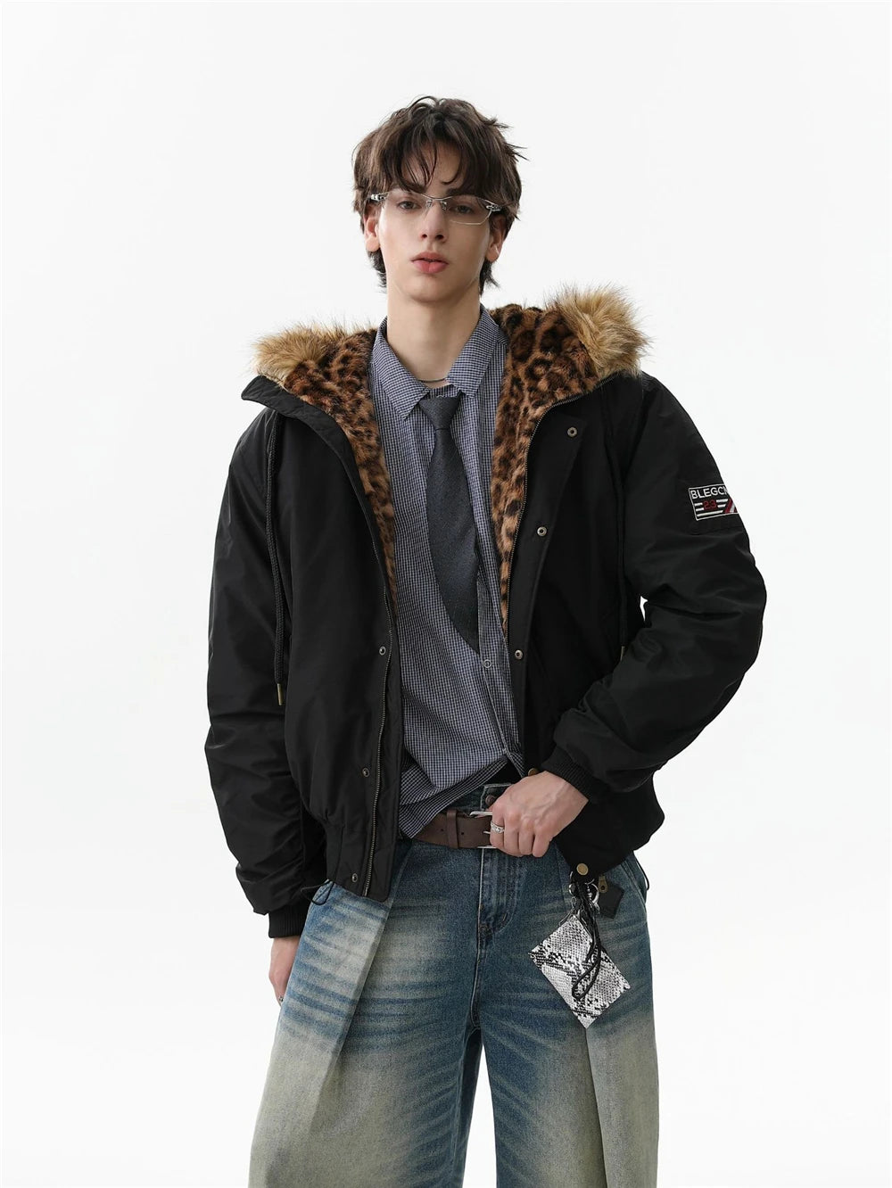 2025 Winter Vintage Thick Jackets Men‘s Fur Collar Warm Hooded Parkas Jacket Y2K Cotton Padded Coats Hip Hop Streetwear