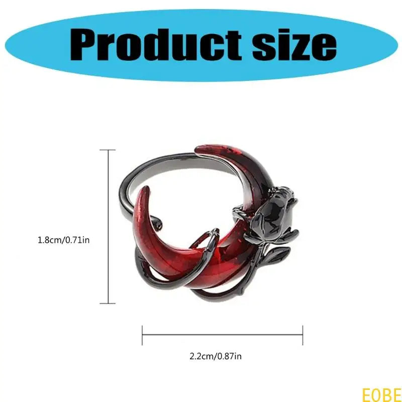 E0BE Adjustable Red and Rose Ring Open Finger Ring Statement Jewelry for Party Wear Trendy Women's Accessories