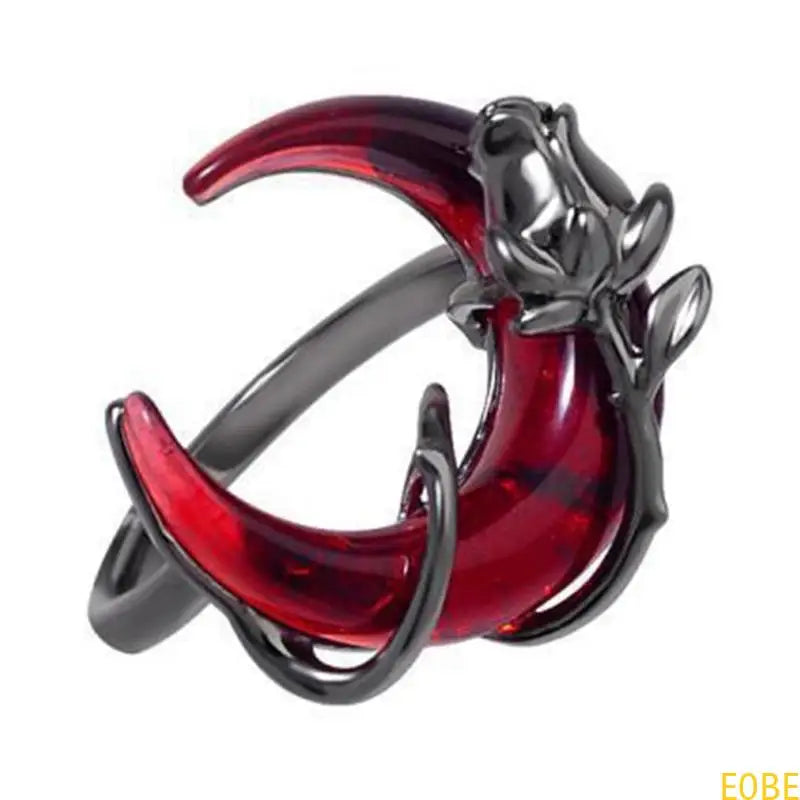 E0BE Adjustable Red and Rose Ring Open Finger Ring Statement Jewelry for Party Wear Trendy Women's Accessories