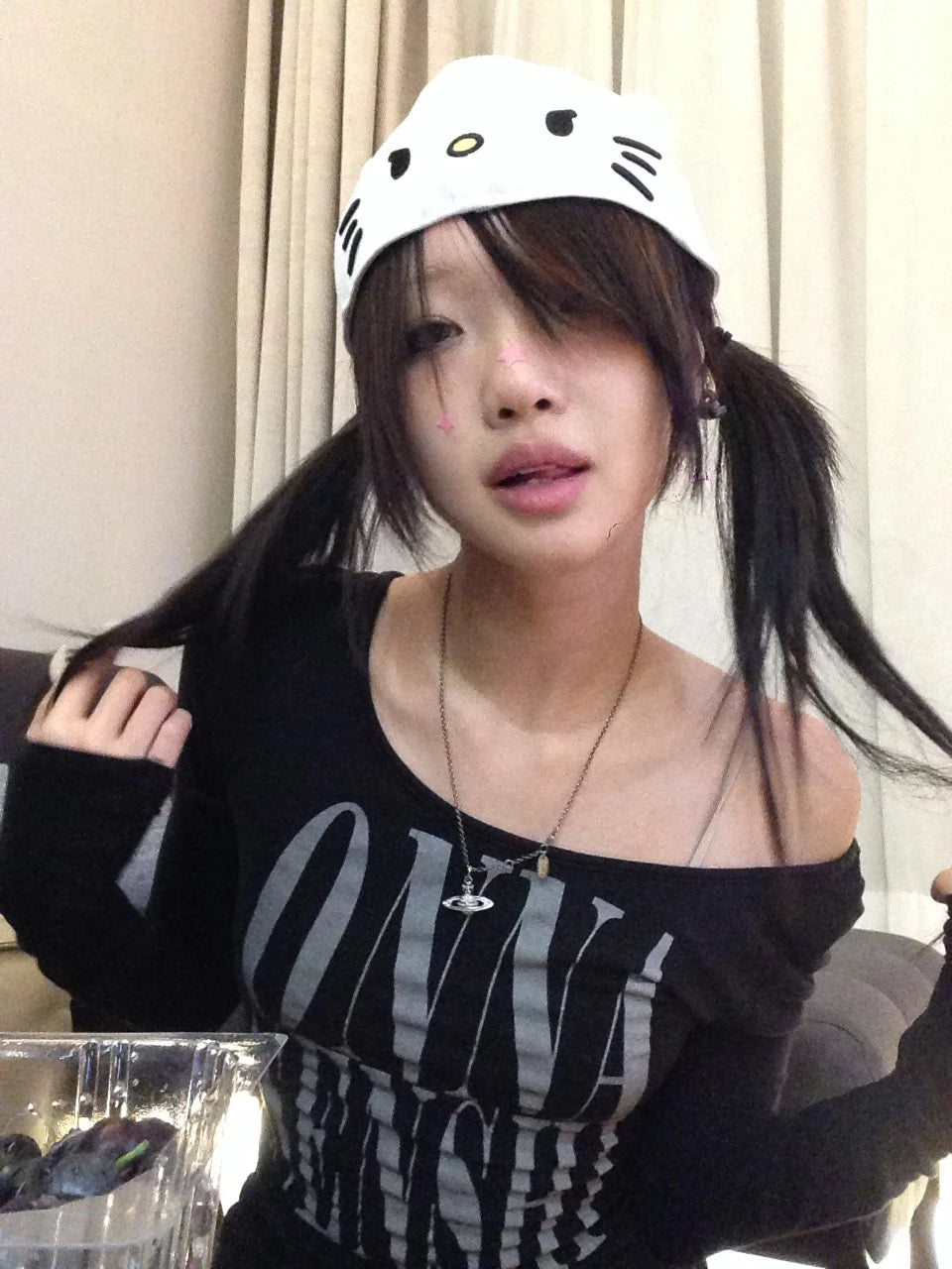 Karrcat Grunge Aesthetics Letter Print Crop Top Trashy Y2k Style Long Sleeve T-shirt Gothic Black Irregular Tops Vintage Punk