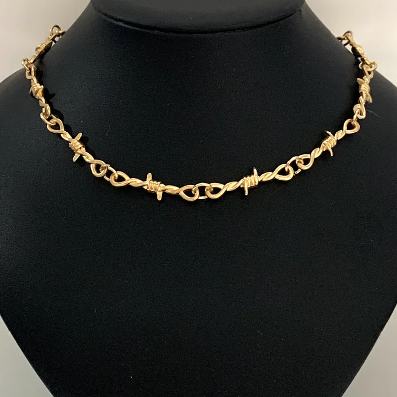 Small Wire Brambles Iron Black Choker Necklace Women Hip-hop Gothic Punk Style Barbed Wire Little Thorns Chain Choker Gifts