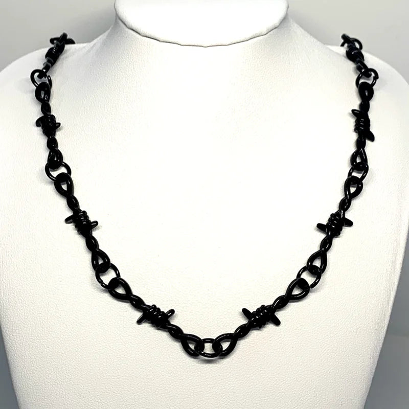 Small Wire Brambles Iron Black Choker Necklace Women Hip-hop Gothic Punk Style Barbed Wire Little Thorns Chain Choker Gifts