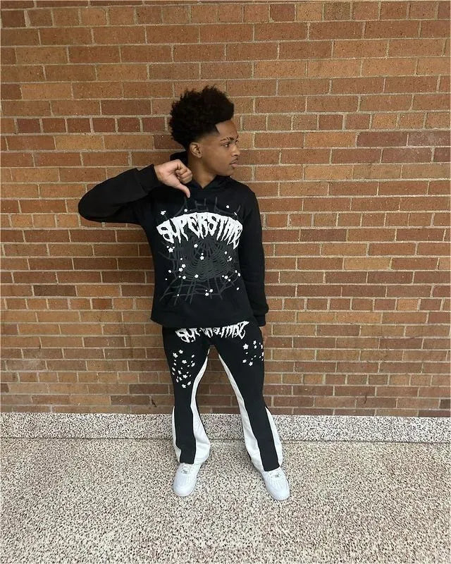 Streetwear Y2K Hoodies Men Harajuku Hip Hop Graphic Printing Loose Sweatshirts Women 2024 Punk Rock Gothic Clothes Tops Pants