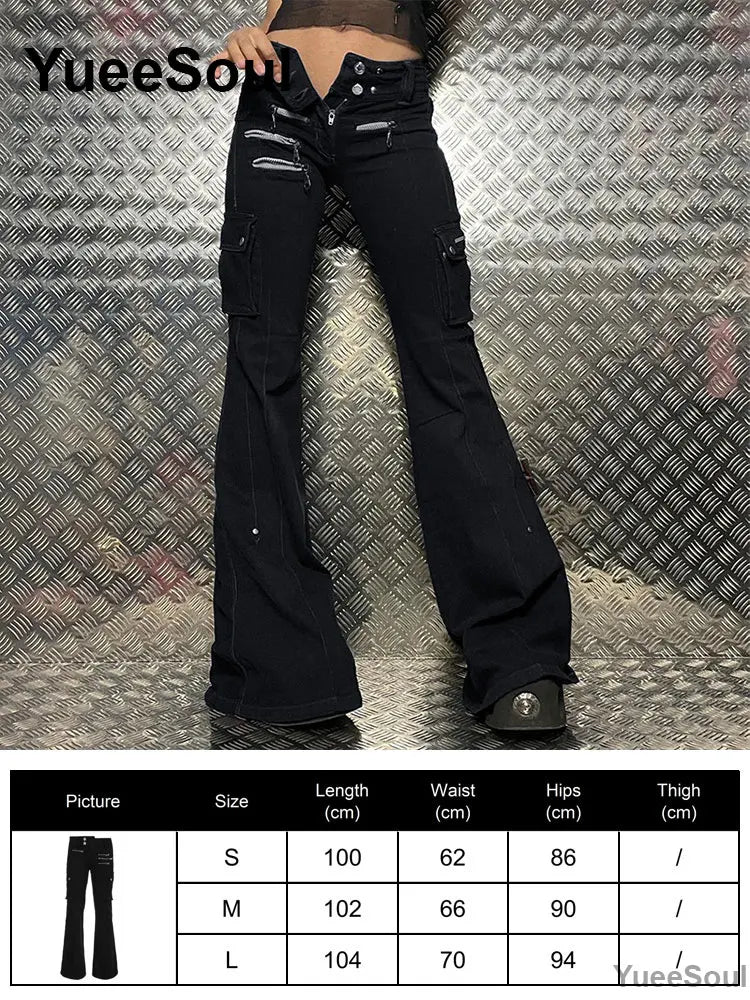 Gothic Emo Alt Women Pants Techwear Hippie Baggy Trousers Mom Goth Punk Black Cargo Pants Cyber Y2k Pants Academic Dark Clothes