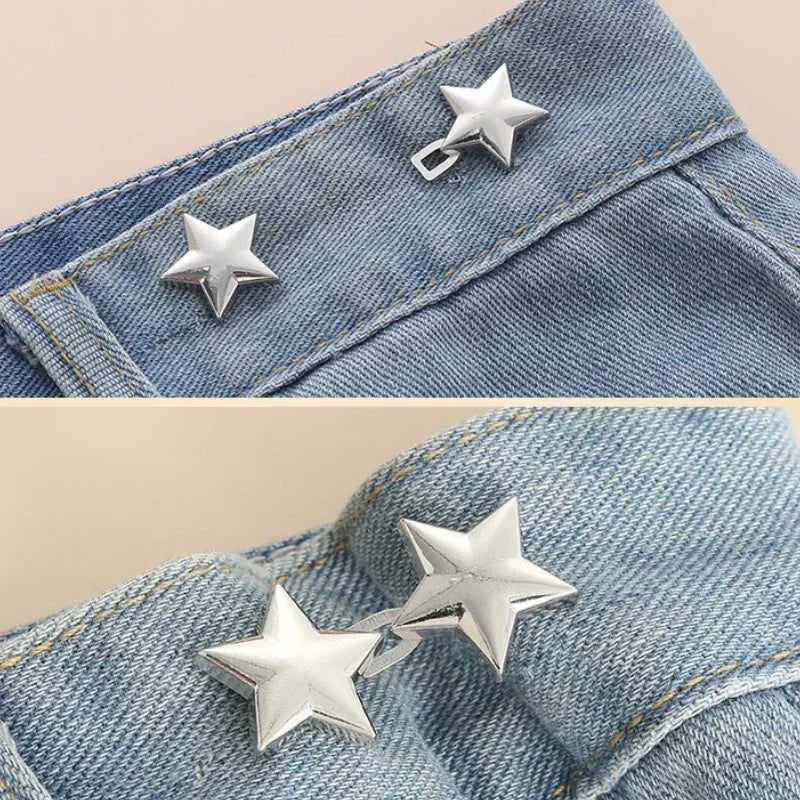 Mental Star Belt Adjustable Seamless Invisible Waistband Buckle Jeans Waist Tightening Tool Fashion Luxury Decoration Accessory