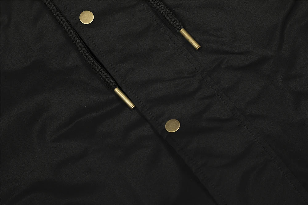 2025 Winter Vintage Thick Jackets Men‘s Fur Collar Warm Hooded Parkas Jacket Y2K Cotton Padded Coats Hip Hop Streetwear