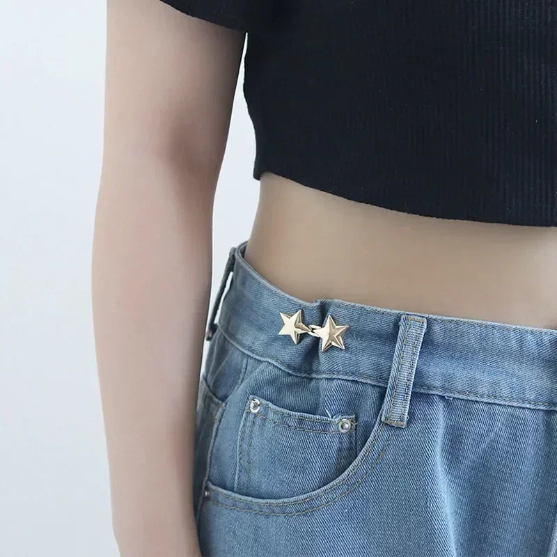 Mental Star Belt Adjustable Seamless Invisible Waistband Buckle Jeans Waist Tightening Tool Fashion Luxury Decoration Accessory
