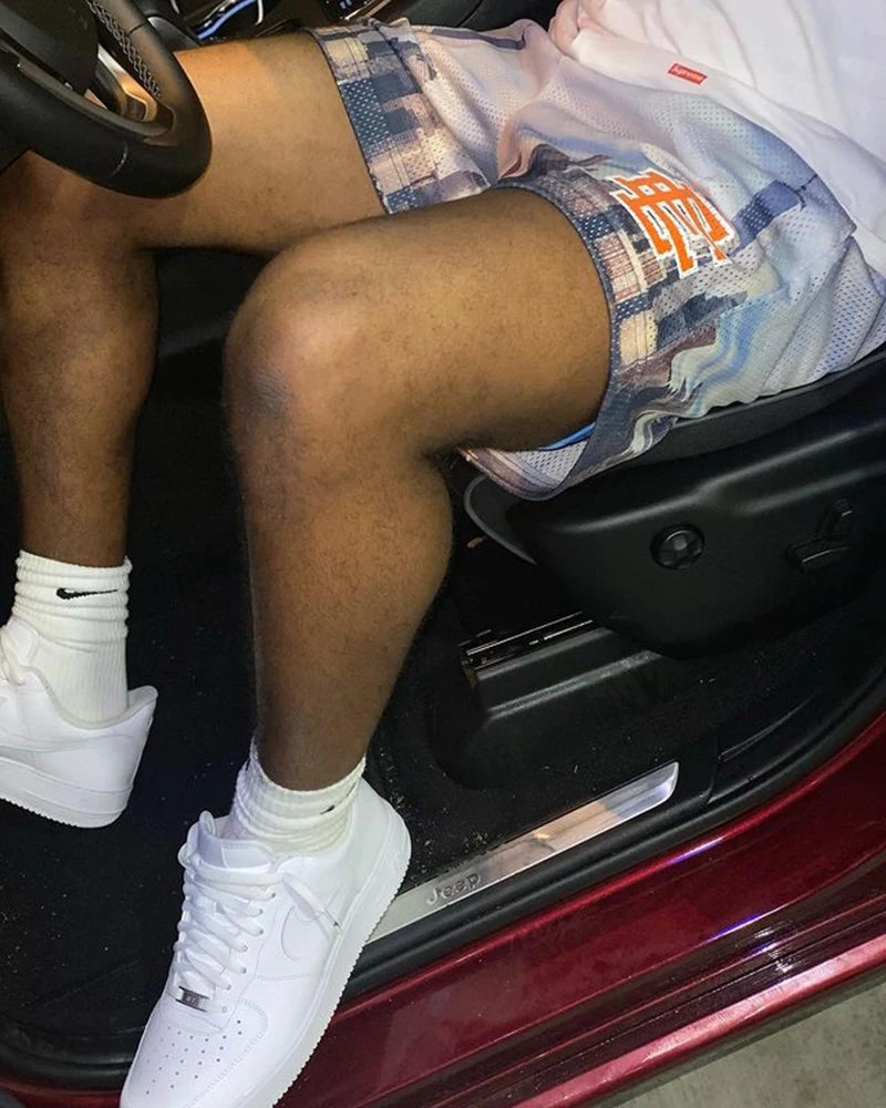 2025 New Summer EE Eric Emanuel  Basic Mesh Short Classic Floral Printed Gym Shorts Men's Gym Basketball Sports Beach Shorts