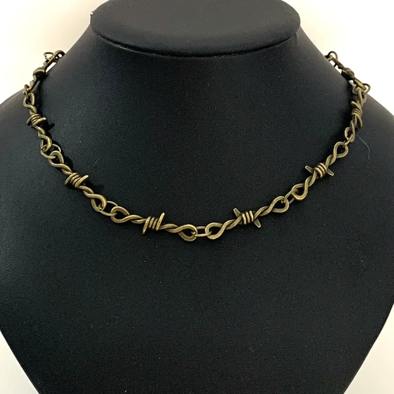 Small Wire Brambles Iron Black Choker Necklace Women Hip-hop Gothic Punk Style Barbed Wire Little Thorns Chain Choker Gifts