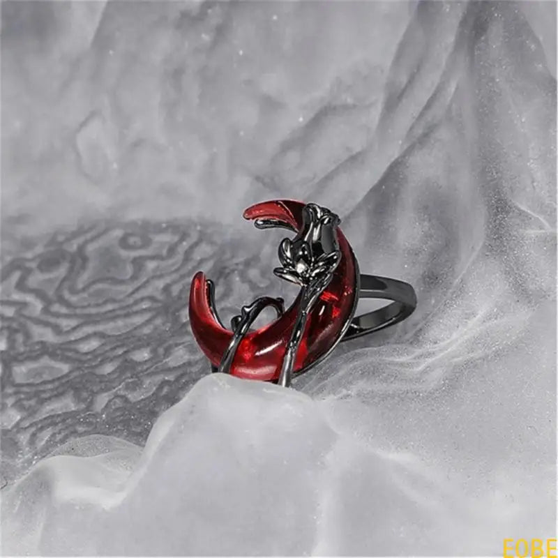 E0BE Adjustable Red and Rose Ring Open Finger Ring Statement Jewelry for Party Wear Trendy Women's Accessories