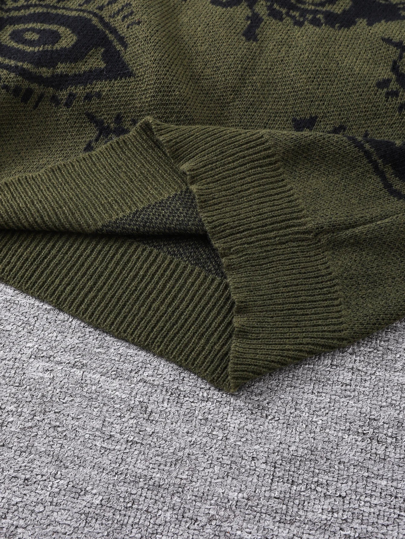 New Popular Autumn and Winter Abstract Eye Jacquard Pattern Pullover Sweater Casual Round Neck Knitted Men's Pullover