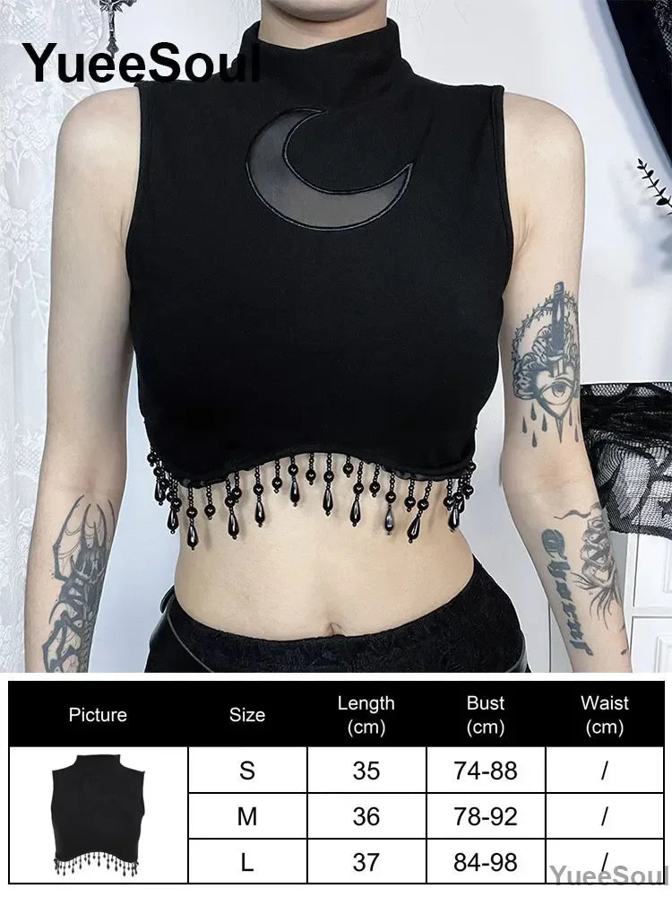 Gothic Lace Mesh Crop Tops Black Sexy Spaghetti Strap Corset Tops Goth Punk Grunge Fairy Core Halloween Y2K Aesthetic Clothes