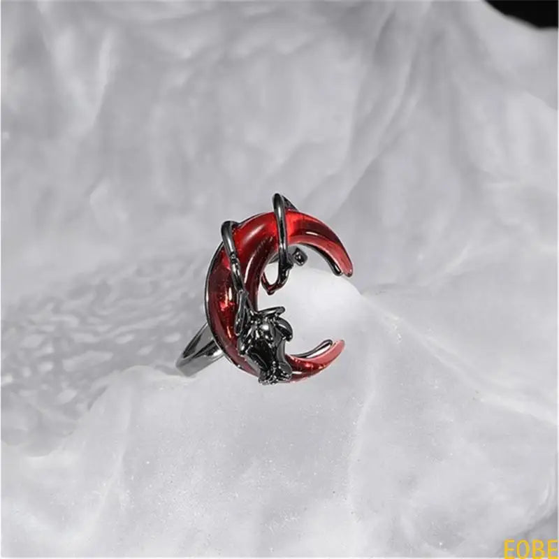 E0BE Adjustable Red and Rose Ring Open Finger Ring Statement Jewelry for Party Wear Trendy Women's Accessories