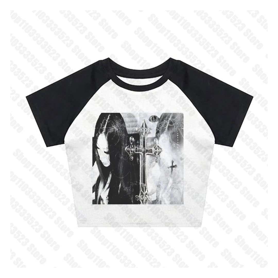 Sexy Corset Punk Grunge Camisole Top Aesthetic Streetwear Women's Print Crop Top Y2k Clothes Emo Girl Sleeveless Tank Top emo