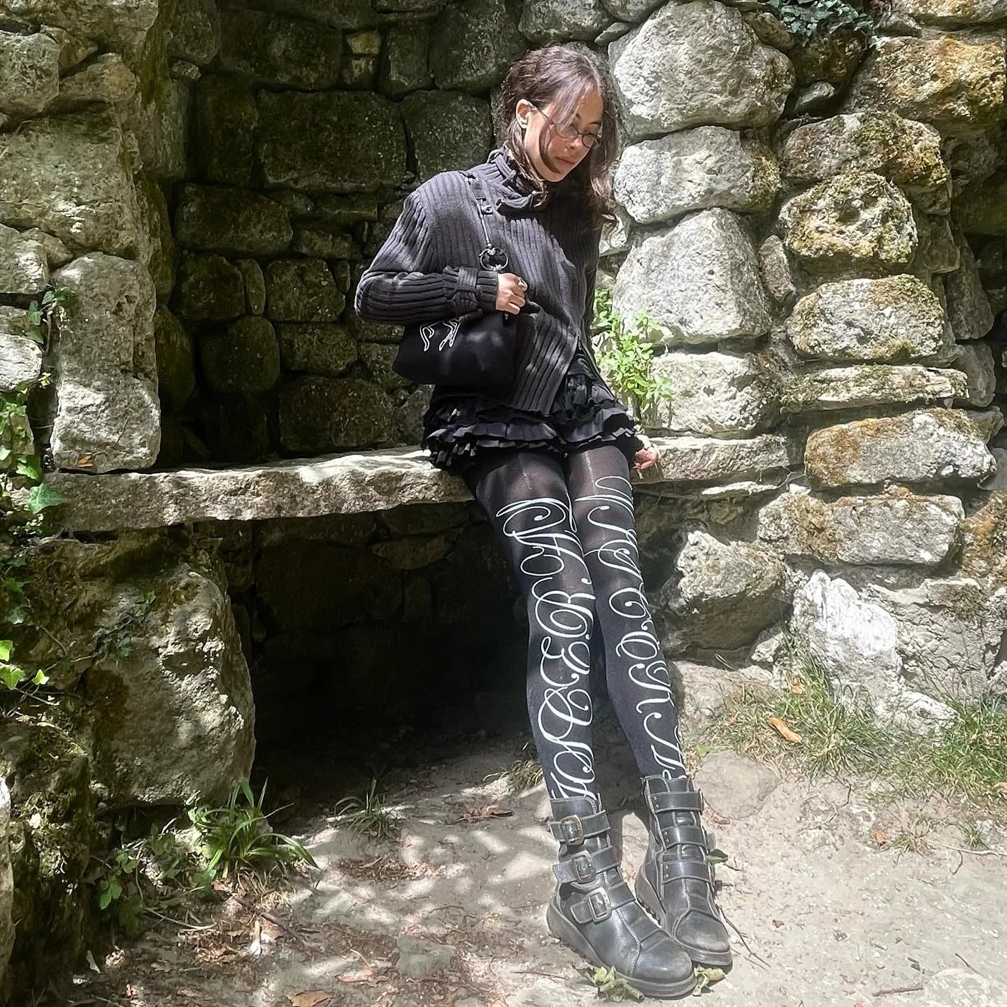 Emo girls Vintage Gothic Pantyhose Y2k Style Emo girl Punk Goth Pantyhose Fashion Punk Printing Women Pantyhose Thin Style 2000s