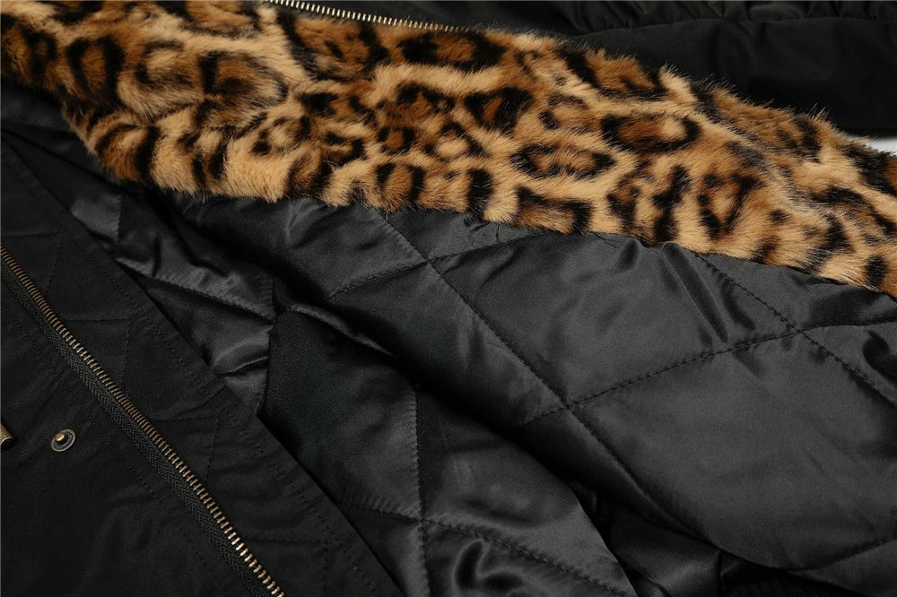 2025 Winter Vintage Thick Jackets Men‘s Fur Collar Warm Hooded Parkas Jacket Y2K Cotton Padded Coats Hip Hop Streetwear