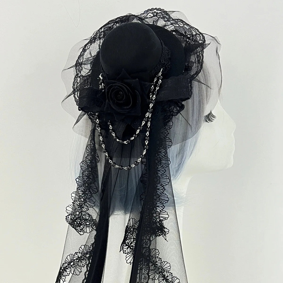 Gothic Veil Rose Mini Top Hat Black or White Elegant Fashion Hat for Daily Wear Halloween Thanksgiving Gift