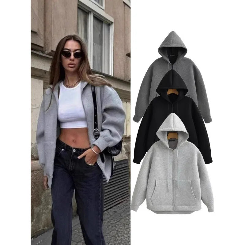 Zip Up Hoodies Women Autumn Hooded Sweatshirt Woman Long Sleeve Oversized Women's Sweatshirts Zip Hoodie Women Jackets