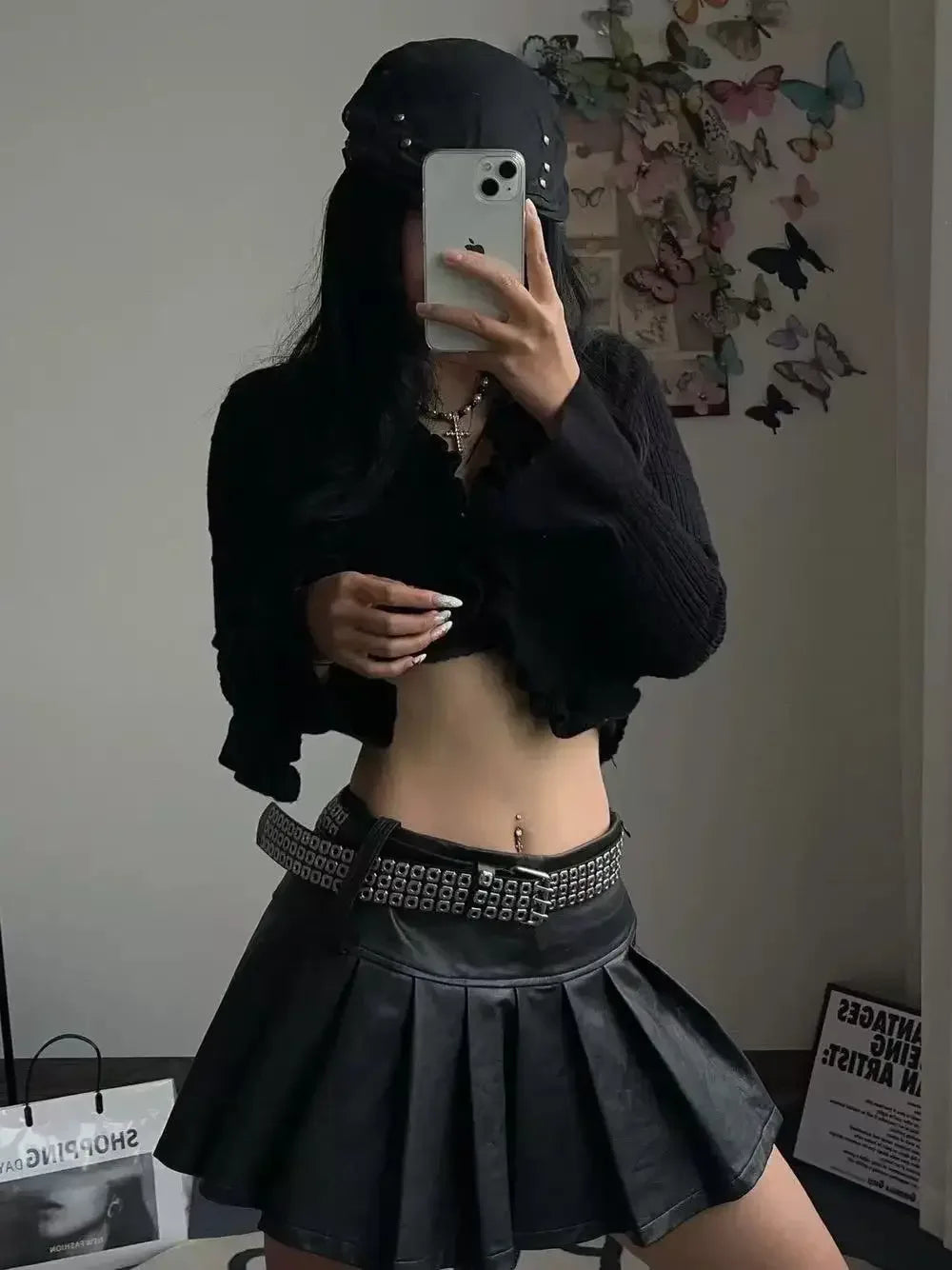 Women Belt  Fashion Square Beads, Willow Nails, Three Exhaust Eyes, Punk Street Cool, Personalized Men's and Women's Belts