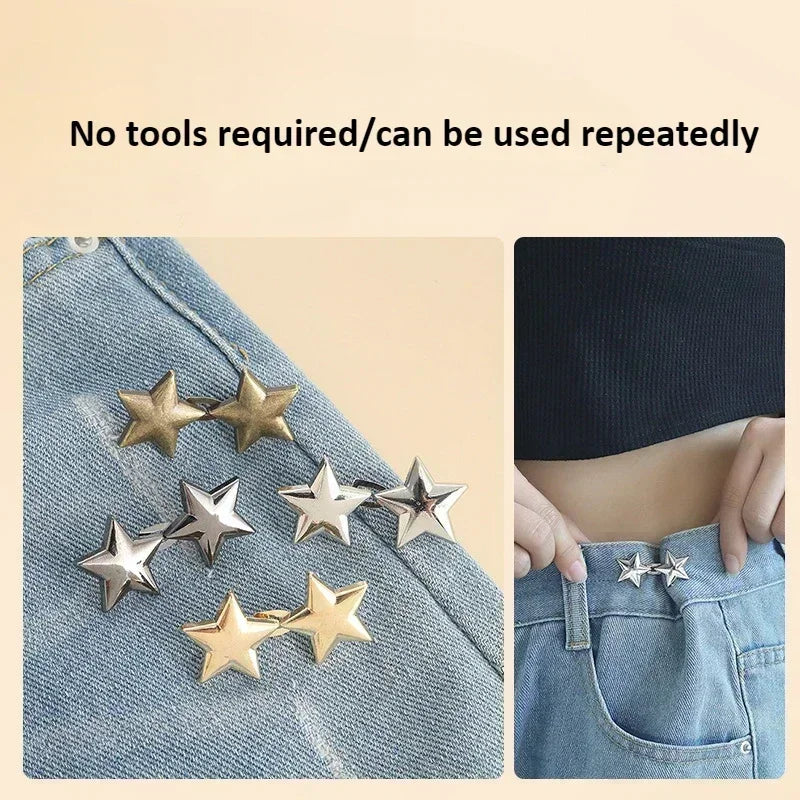 Mental Star Belt Adjustable Seamless Invisible Waistband Buckle Jeans Waist Tightening Tool Fashion Luxury Decoration Accessory
