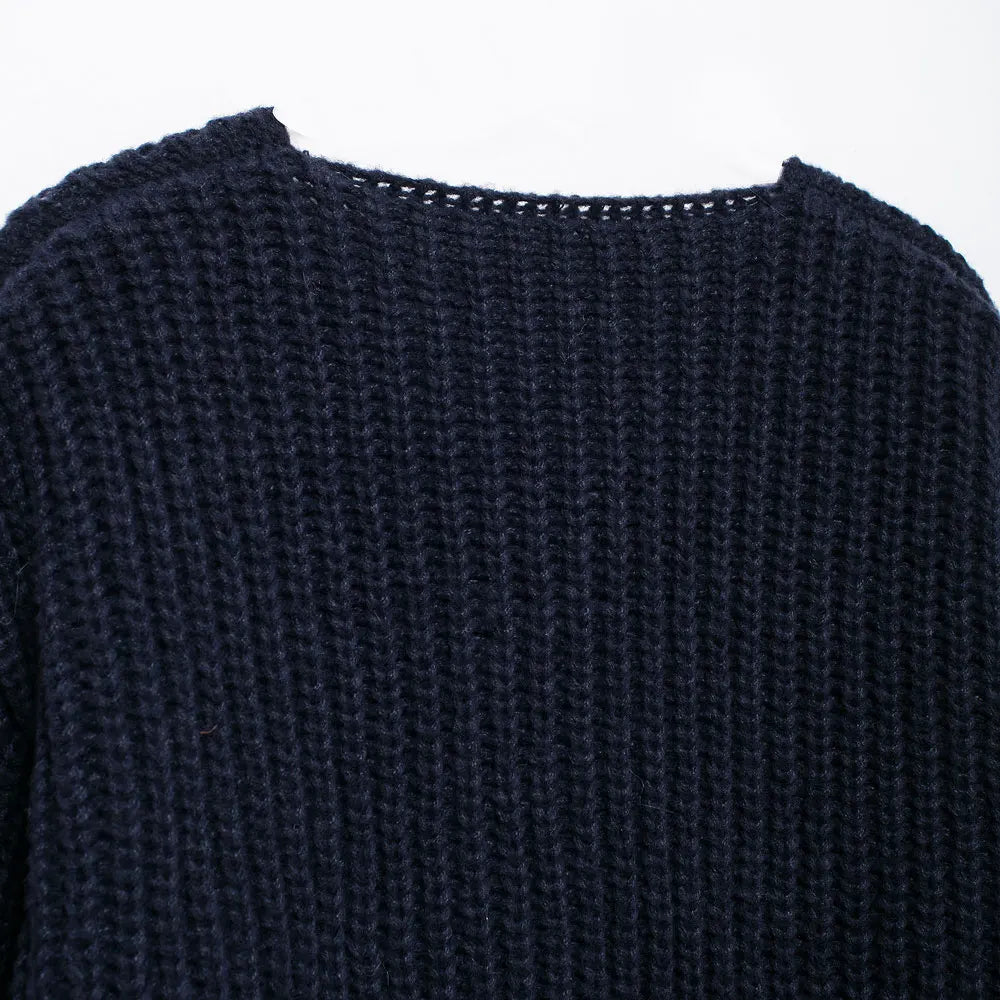 Women's Long Sleeve Knit Cardigan Sweater, Gold Buttons, Front Patch Pockets, O Neck, Female Outerwear, Chic Tops, Fashion