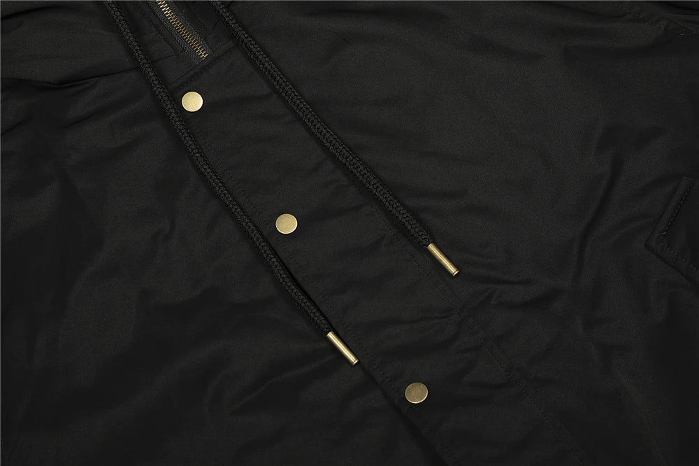 2025 Winter Vintage Thick Jackets Men‘s Fur Collar Warm Hooded Parkas Jacket Y2K Cotton Padded Coats Hip Hop Streetwear