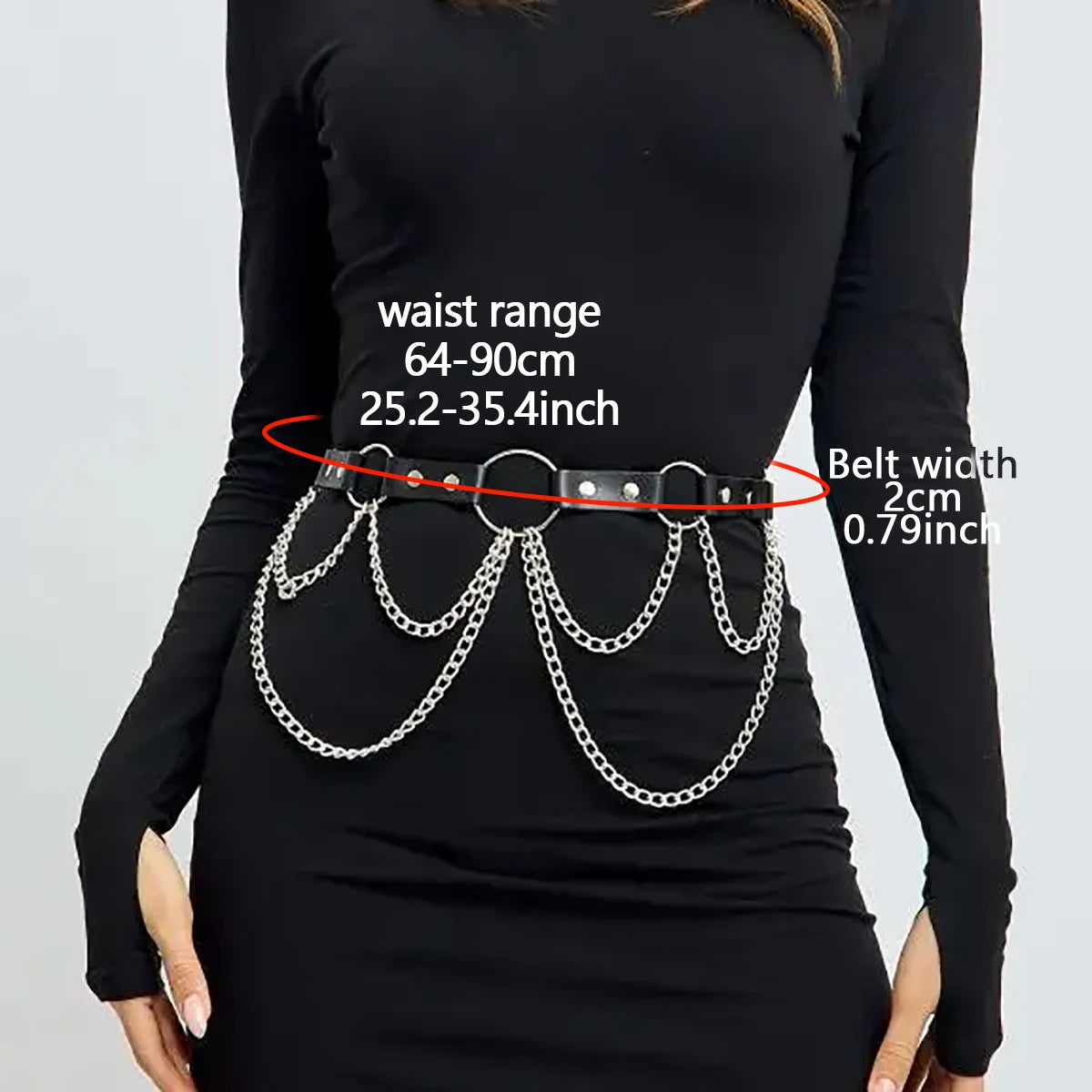 Women Trend Punk Belt With Chain Waist Belt Decoration Female Street Style Wide Waistband Leather Belt Goth Clothing Accessorie