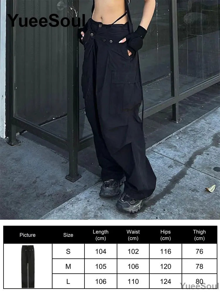 Gothic Emo Alt Women Pants Techwear Hippie Baggy Trousers Mom Goth Punk Black Cargo Pants Cyber Y2k Pants Academic Dark Clothes