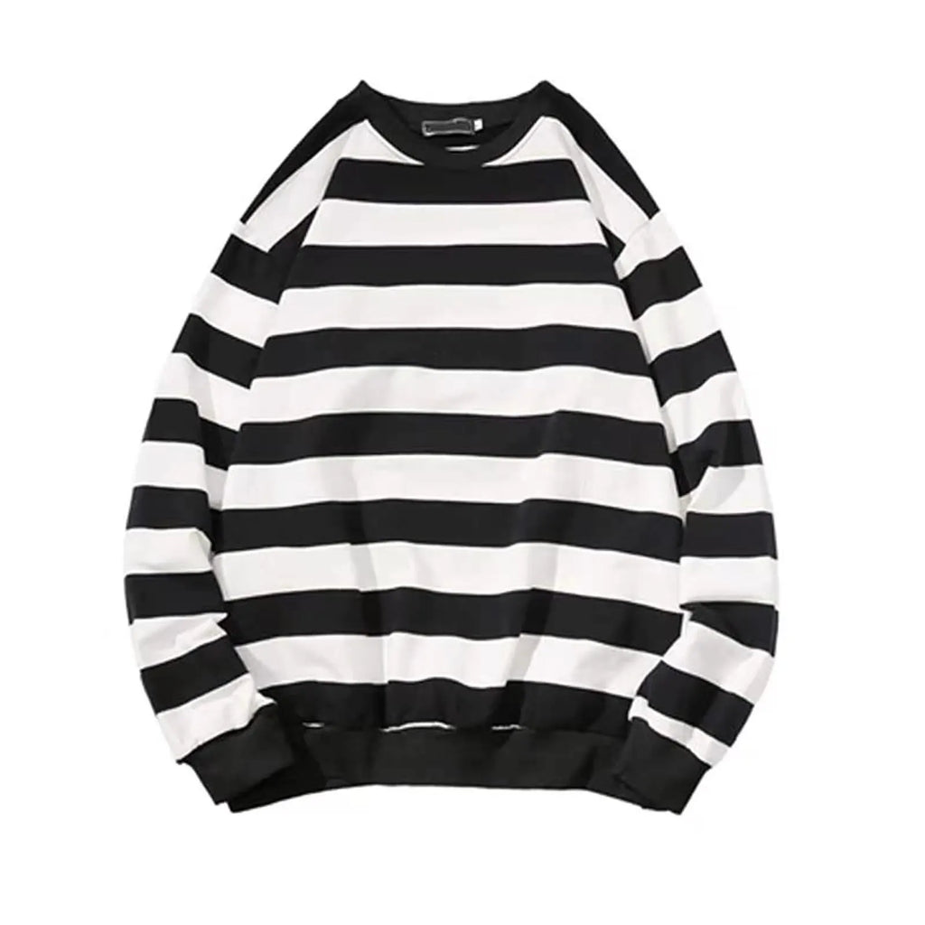 Striped Sweatshirts Mens Casual Shirts O Neck Striped Sweatshirts Long Sleeves Pullovers Men Loose Tops Red White Stripes Shirt