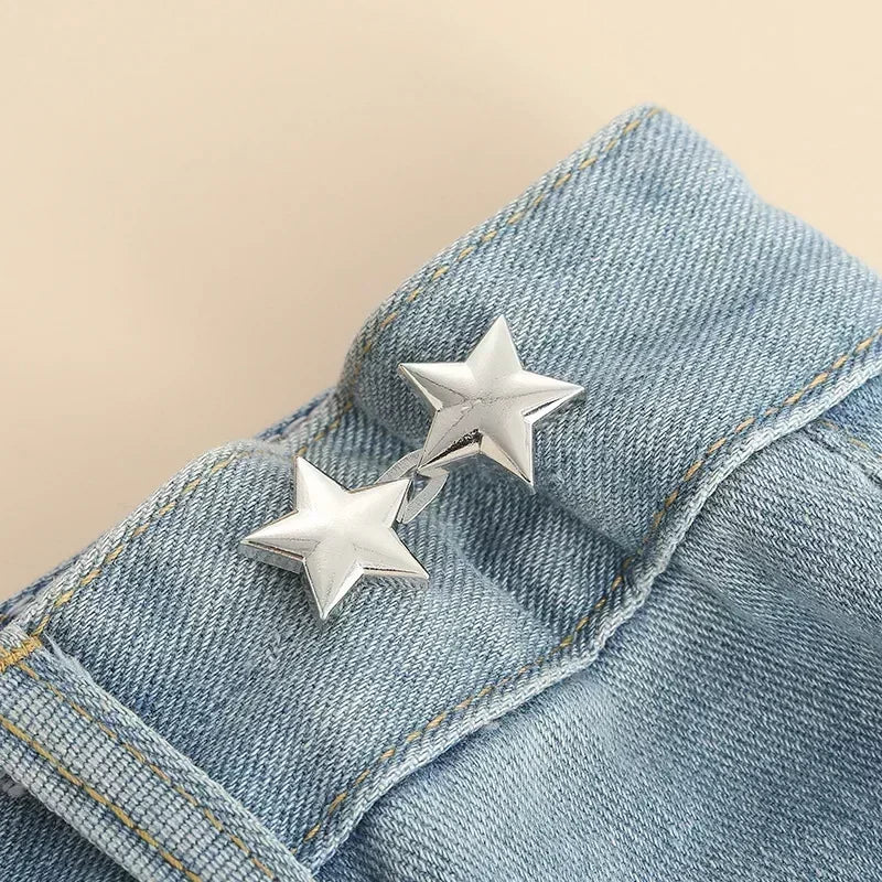 Mental Star Belt Adjustable Seamless Invisible Waistband Buckle Jeans Waist Tightening Tool Fashion Luxury Decoration Accessory