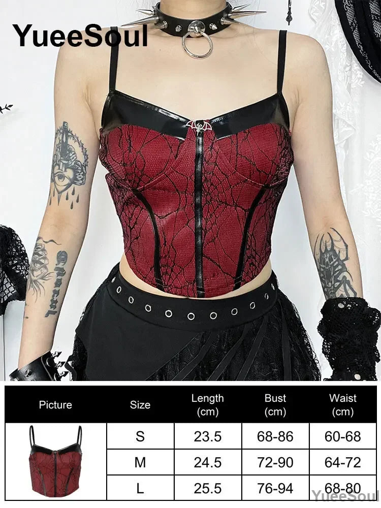 Gothic Lace Mesh Crop Tops Black Sexy Spaghetti Strap Corset Tops Goth Punk Grunge Fairy Core Halloween Y2K Aesthetic Clothes