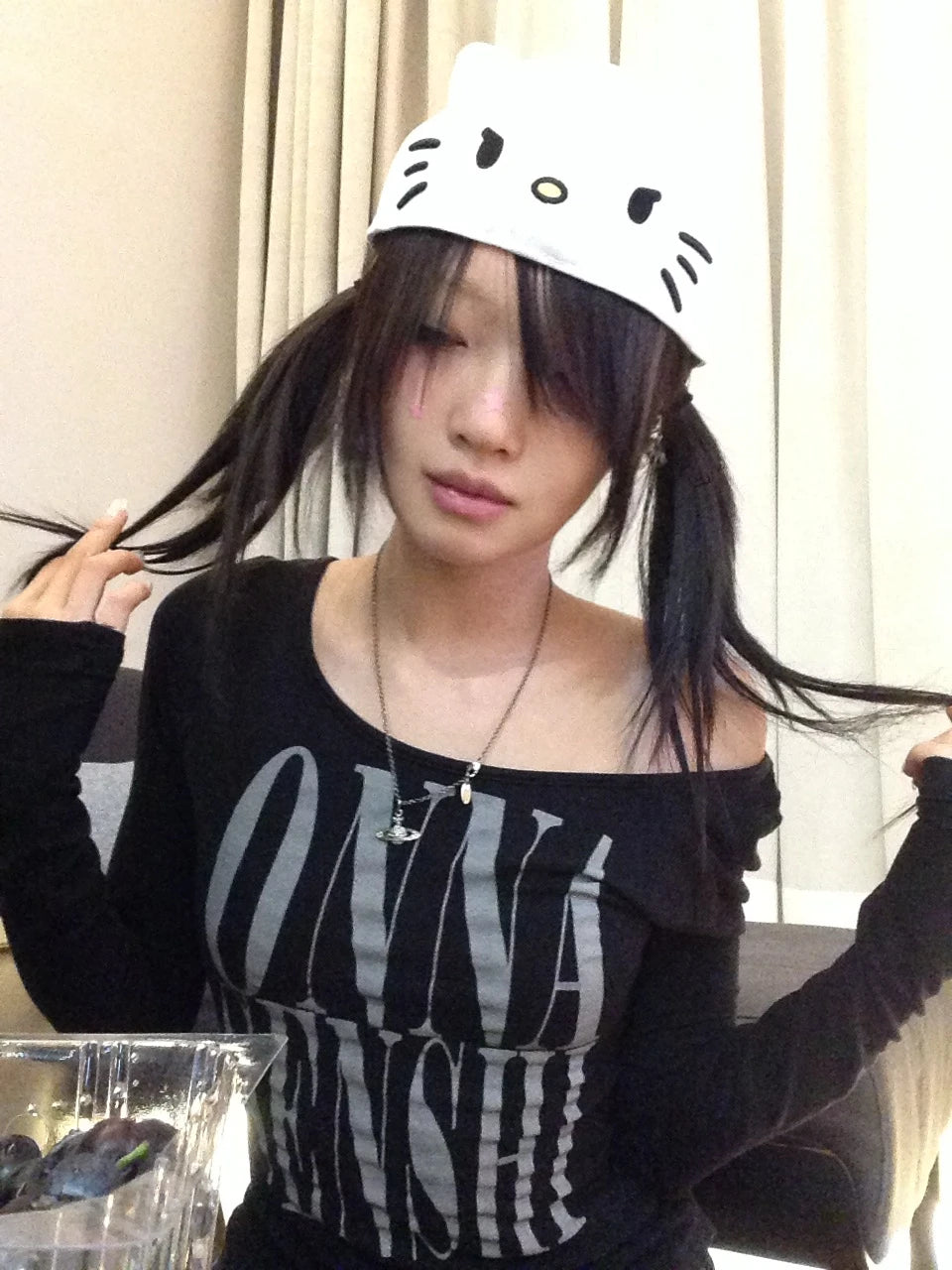 Karrcat Grunge Aesthetics Letter Print Crop Top Trashy Y2k Style Long Sleeve T-shirt Gothic Black Irregular Tops Vintage Punk