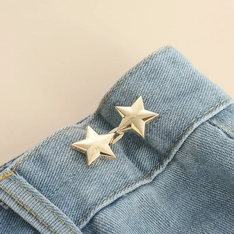 Mental Star Belt Adjustable Seamless Invisible Waistband Buckle Jeans Waist Tightening Tool Fashion Luxury Decoration Accessory